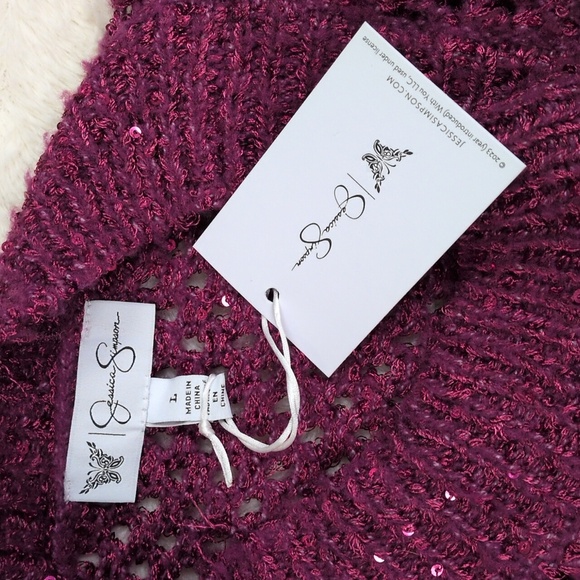 Jessica Simpson Mukami Open Stitch Pullover Magenta Purple - Picture 11 of 16